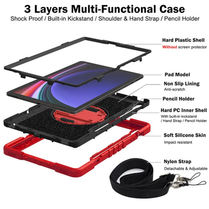 For Samsung Galaxy Tab S9+ 360 Degree Rotation PC Contrast Silicone Tablet Case(Red + Black) - Galaxy Tab S9+ Cases by buy2fix | Online Shopping UK | buy2fix