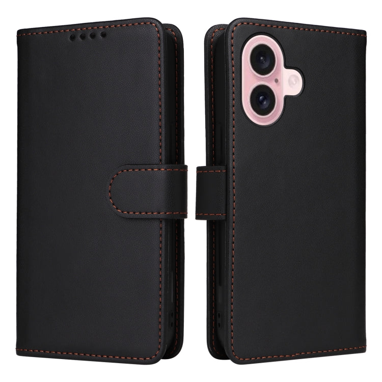 For iPhone 16 Plus BETOPNICE BN-005 2 in 1 Detachable Imitate Genuine Leather Phone Case(Black) - iPhone 16 Plus Cases by BETOPNICE | Online Shopping UK | buy2fix