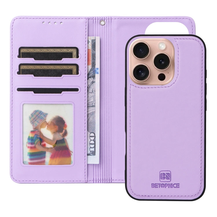 For iPhone 16 Pro Max BETOPNICE BN-005 2 in 1 Detachable Imitate Genuine Leather Phone Case(Light Purple) - iPhone 16 Pro Max Cases by BETOPNICE | Online Shopping UK | buy2fix