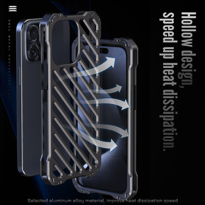 For iPhone 15 Pro R-JUST RJ-50 Hollow Breathable Armor Metal Phone Case(Space Grey) - iPhone 15 Pro Cases by R-JUST | Online Shopping UK | buy2fix