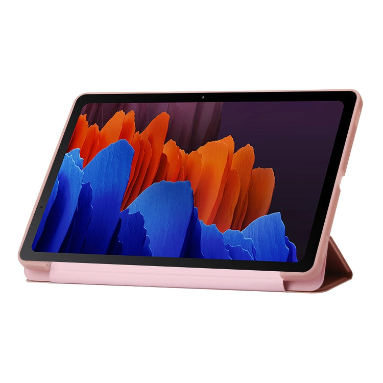 For Samsung Galaxy Tab S9+ 3-Fold Holder Silicone Leather Tablet Case(Rose Gold) - Galaxy Tab S9+ Cases by buy2fix | Online Shopping UK | buy2fix