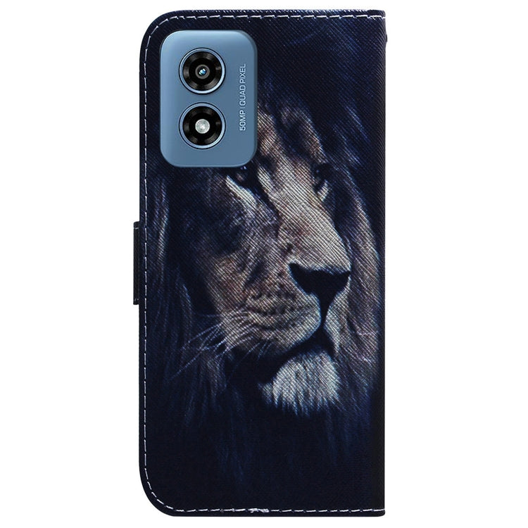 For Motorola Moto G Play 4G 2024 Coloured Drawing Flip Leather Phone Case(Lion) - Motorola Cases by buy2fix | Online Shopping UK | buy2fix