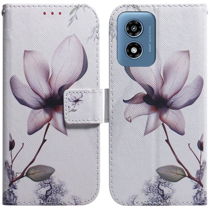 For Motorola Moto G Play 4G 2024 Coloured Drawing Flip Leather Phone Case(Magnolia) - Motorola Cases by buy2fix | Online Shopping UK | buy2fix