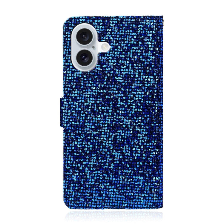 For iPhone 16 Plus Glitter Powder Filp Leather Phone Case(Blue) - iPhone 16 Plus Cases by buy2fix | Online Shopping UK | buy2fix