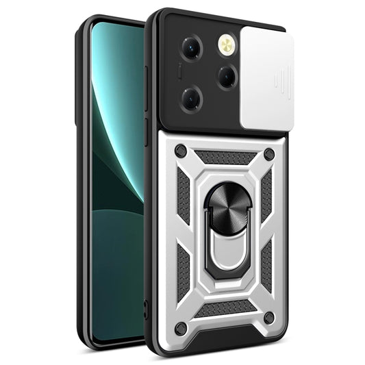 For Infinix Hot 40 / 40 Pro 4G Sliding Camera Cover Design TPU+PC Phone Case(Silver) - Infinix Cases by buy2fix | Online Shopping UK | buy2fix