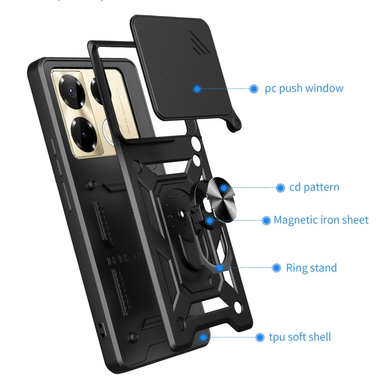 For Infinix Note 40 Pro/40 Pro+ 5G Sliding Camera Cover Design TPU+PC Phone Case(Black) - Infinix Cases by buy2fix | Online Shopping UK | buy2fix