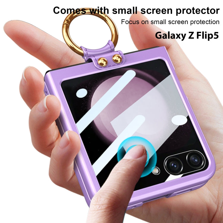 For Samsung Galaxy Z Flip5 GKK Integrated Ultra-thin PC Ring Holder Phone Case(Dark Green) - Galaxy Z Flip5 Cases by GKK | Online Shopping UK | buy2fix