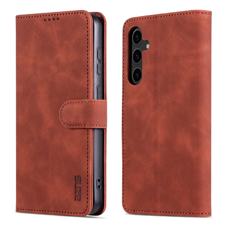 For Samsung Galaxy S24 5G AZNS Skin Feel Calf Texture Flip Leather Phone Case(Brown) - Galaxy S24 5G Cases by AZNS | Online Shopping UK | buy2fix