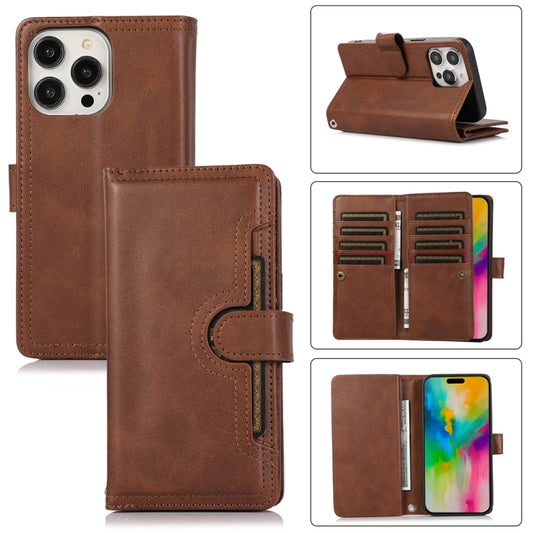 For iPhone 16 Pro Max Wristband Card Slot Leather Phone Case(Coffee) - iPhone 16 Pro Max Cases by buy2fix | Online Shopping UK | buy2fix