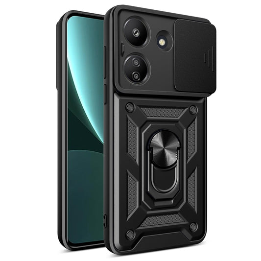 For Xiaomi Redmi 13C 4G Sliding Camera Cover Design TPU Hybrid PC Phone Case(Black) - 13C Cases by buy2fix | Online Shopping UK | buy2fix