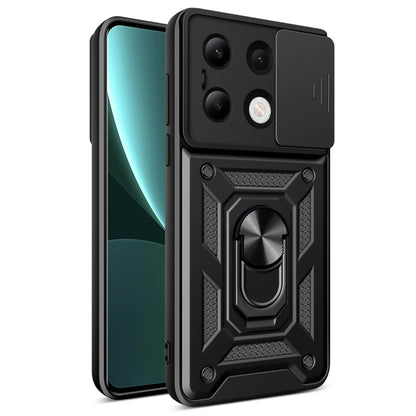 For Xiaomi Redmi Note 13 4G Global Sliding Camera Cover Design TPU Hybrid PC Phone Case(Black) - Note 13 Cases by buy2fix | Online Shopping UK | buy2fix