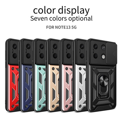 For Xiaomi Redmi Note 13 5G Sliding Camera Cover Design TPU Hybrid PC Phone Case(Red) - Note 13 Cases by buy2fix | Online Shopping UK | buy2fix