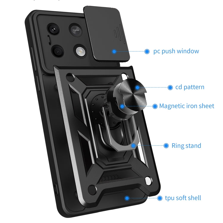 For Xiaomi Redmi Note 13 5G Sliding Camera Cover Design TPU Hybrid PC Phone Case(Blue) - Note 13 Cases by buy2fix | Online Shopping UK | buy2fix