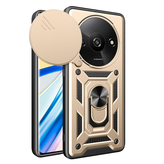 For Xiaomi Redmi A3 Sliding Camera Cover Design TPU Hybrid PC Phone Case(Gold) - Xiaomi Cases by buy2fix | Online Shopping UK | buy2fix