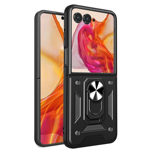 For Motorola Razr 50 Armor Ring Holder TPU Hybrid PC Phone Case(Black) - Motorola Cases by buy2fix | Online Shopping UK | buy2fix