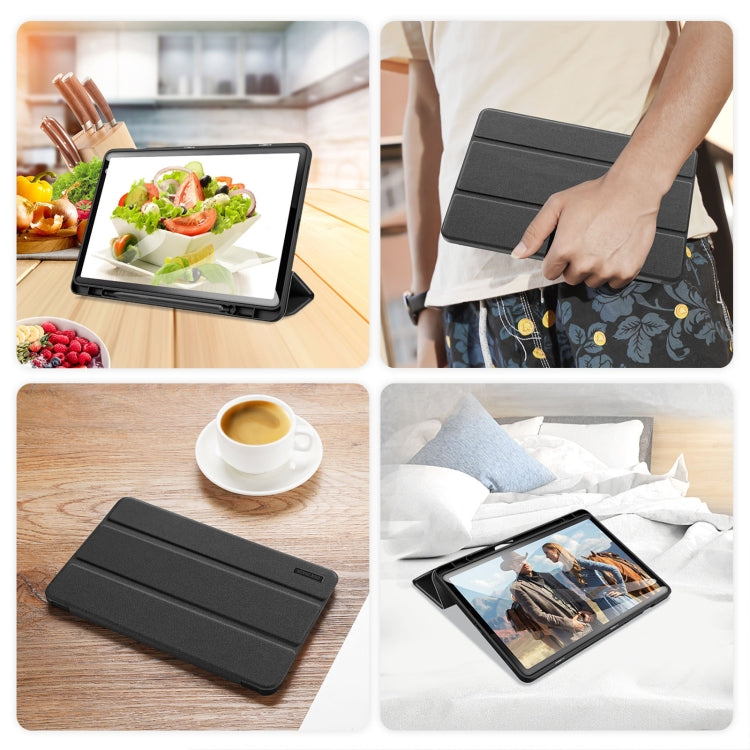 For Samsung Galaxy Tab S9 FE DUX DUCIS Domo Series Magnetic Flip Leather Tablet Case(Black) - Galaxy Tab S9 FE by DUX DUCIS | Online Shopping UK | buy2fix