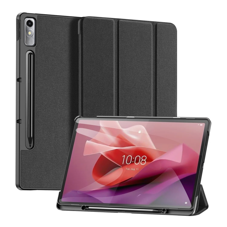 For Lenovo Tab P12 12.7 2023 DUX DUCIS Domo Series Magnetic Flip Leather Tablet Case(Black) - Lenovo by DUX DUCIS | Online Shopping UK | buy2fix