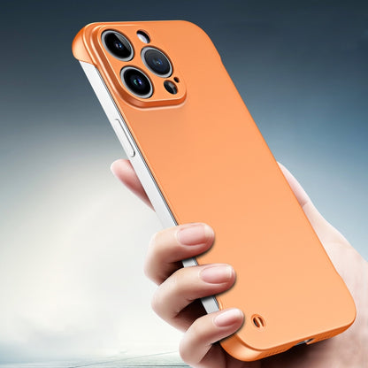 For iPhone 14 Pro Max Frameless Metallic Paint Hybrid PC Phone Case(Orange) - iPhone 14 Pro Max Cases by buy2fix | Online Shopping UK | buy2fix