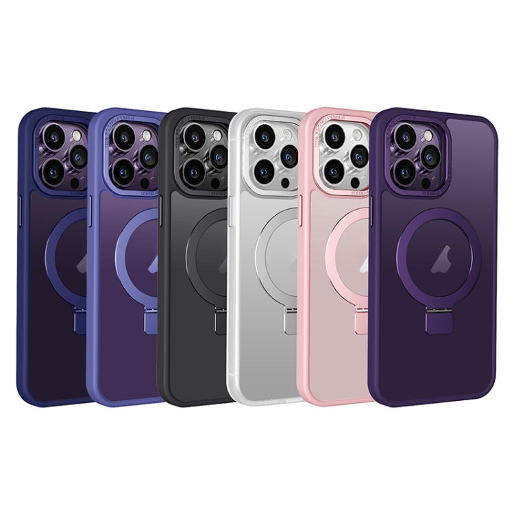 For iPhone 15 Pro Skin Feel MagSafe Magnetic Holder Phone Case(Purple) - iPhone 15 Pro Cases by buy2fix | Online Shopping UK | buy2fix