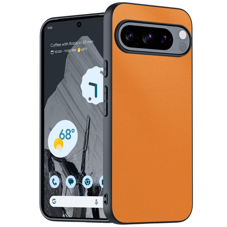 For Google Pixel 9 Pro XL Ultra-thin Plain Skin Leather Phone Case(Orange) - Google Cases by buy2fix | Online Shopping UK | buy2fix