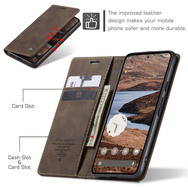 For Google Pixel 9 Pro XL CaseMe 013 Multifunctional Horizontal Flip Leather Phone Case(Coffee) - Google Cases by CaseMe | Online Shopping UK | buy2fix