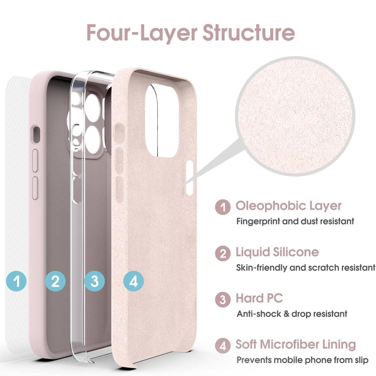 For iPhone 16 Plus Microfiber Liquid Silicone Shockproof Phone Case(Pink) - iPhone 16 Plus Cases by buy2fix | Online Shopping UK | buy2fix