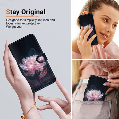 For Motorola Moto G Power 5G 2024 Crystal Texture Colored Drawing Leather Phone Case(Purple Peony) - Motorola Cases by buy2fix | Online Shopping UK | buy2fix