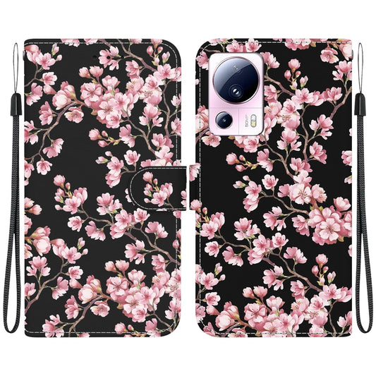 For Xiaomi 13 Lite / Civi 2 Crystal Texture Colored Drawing Leather Phone Case(Plum Bossom) - 13 Lite Cases by buy2fix | Online Shopping UK | buy2fix