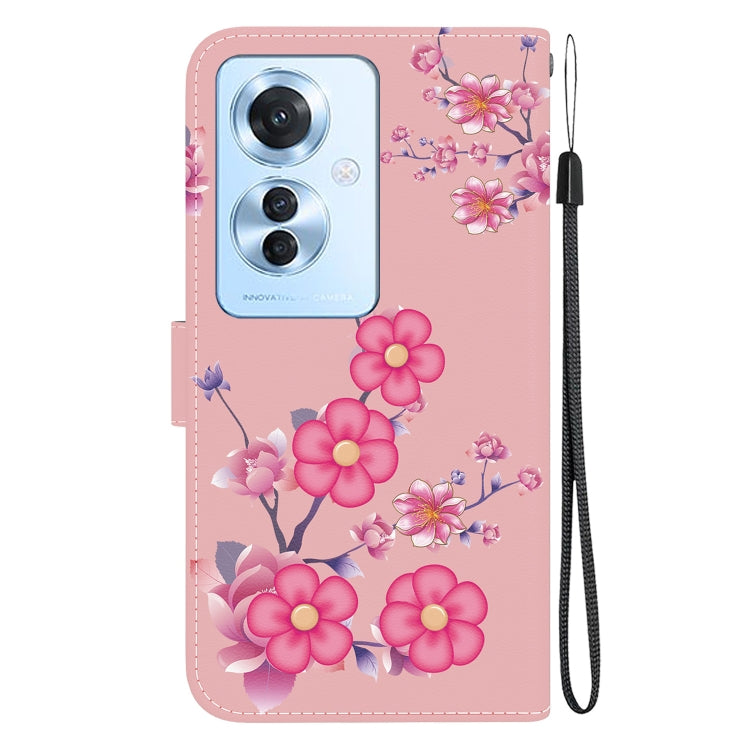 For OPPO Reno11 F Global Crystal Texture Colored Drawing Leather Phone Case(Cherry Blossoms) - Reno11 F Cases by buy2fix | Online Shopping UK | buy2fix