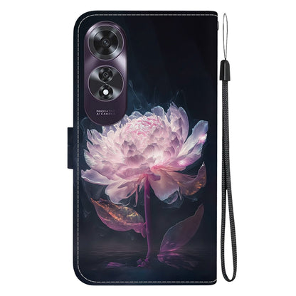 For OPPO A60 4G Crystal Texture Colored Drawing Leather Phone Case(Purple Peony) - OPPO Cases by buy2fix | Online Shopping UK | buy2fix