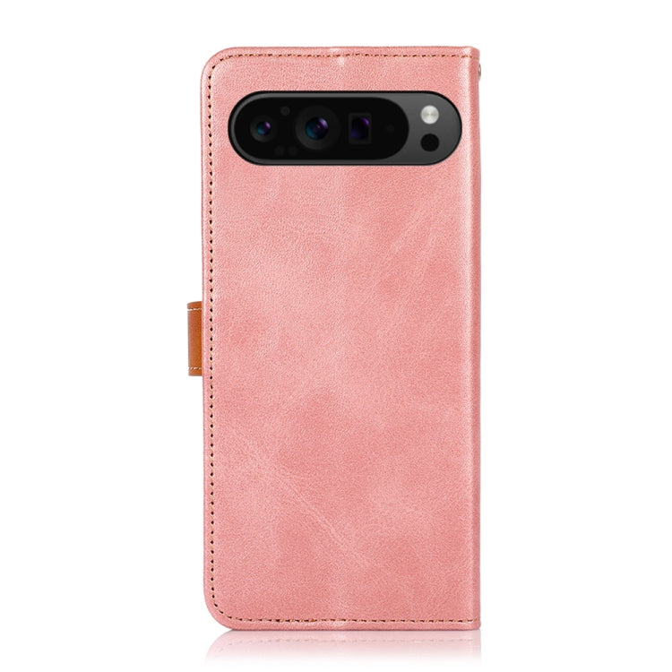 For Google Pixel 9 Pro KHAZNEH Dual-color Cowhide Texture Flip Leather Phone Case(Rose Gold) - Google Cases by buy2fix | Online Shopping UK | buy2fix