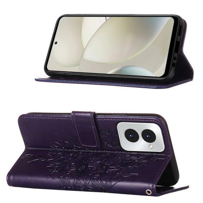 For Motorola Moto G Power 5G 2024 Embossed Butterfly Leather Phone Case(Dark Purple) - Motorola Cases by buy2fix | Online Shopping UK | buy2fix