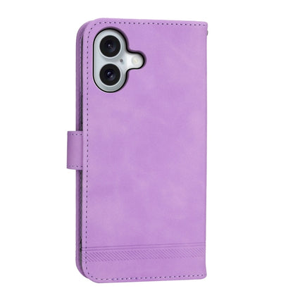 For iPhone 16 Dierfeng Dream Line TPU + PU Leather Phone Case(Purple) - iPhone 16 Cases by buy2fix | Online Shopping UK | buy2fix