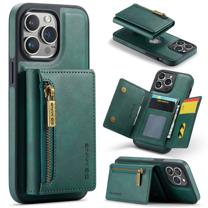 For iPhone 14 Pro Max DG.MING M5 Series Zip RFID Multi Card Detachable Leather Phone Case(Green) - iPhone 14 Pro Max Cases by DG.MING | Online Shopping UK | buy2fix