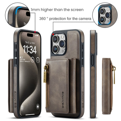 For iPhone 15 Pro Max DG.MING M5 Series Zip RFID Multi Card Detachable Leather Phone Case(Coffee) - iPhone 15 Pro Max Cases by DG.MING | Online Shopping UK | buy2fix