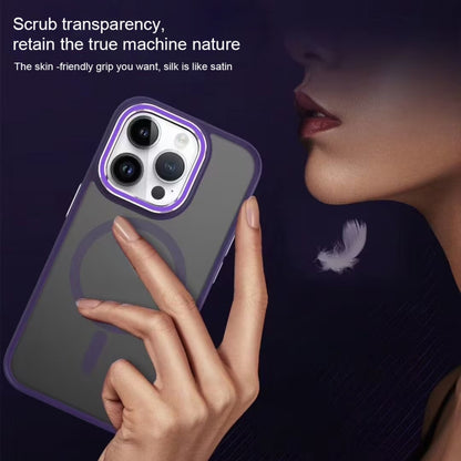 For iPhone 14 Pro Max Two-color Frosted MagSafe Magnetic Phone Case(Purple) - iPhone 14 Pro Max Cases by buy2fix | Online Shopping UK | buy2fix