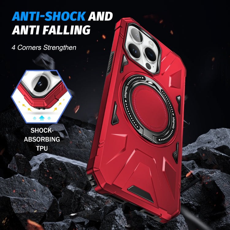 For iPhone 14 Pro Max MagSafe Magnetic Shockproof Phone Case with Ring Holder(Red) - iPhone 14 Pro Max Cases by buy2fix | Online Shopping UK | buy2fix