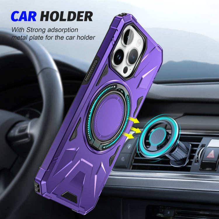 For iPhone 12 Pro Max MagSafe Magnetic Shockproof Phone Case with Ring Holder(Purple) - iPhone 12 Pro Max Cases by buy2fix | Online Shopping UK | buy2fix