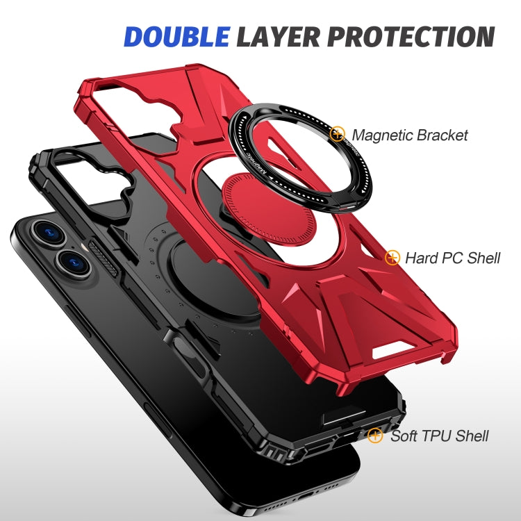 For iPhone 16 Plus MagSafe Magnetic Shockproof Phone Case with Ring Holder(Red) - iPhone 16 Plus Cases by buy2fix | Online Shopping UK | buy2fix