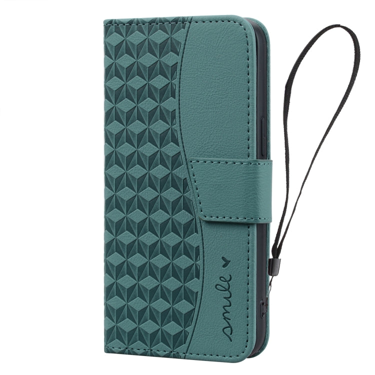 For iPhone 16 Plus Business Diamond Buckle Leather Phone Case with Lanyard(Green) - iPhone 16 Plus Cases by buy2fix | Online Shopping UK | buy2fix