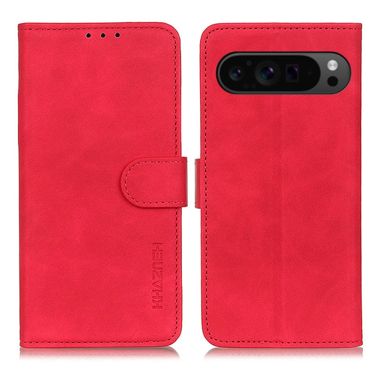 For Google Pixel 9 Pro KHAZNEH Retro Texture Flip Leather Phone Case(Red) - Google Cases by buy2fix | Online Shopping UK | buy2fix