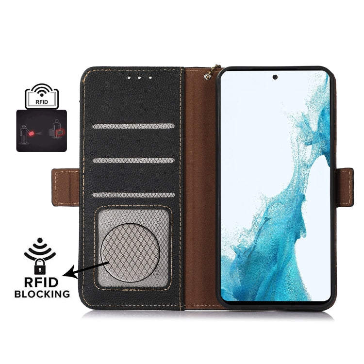 For Google Pixel 9 Side-Magnetic TJ Genuine Leather RFID Phone Case(Black) - Google Cases by buy2fix | Online Shopping UK | buy2fix