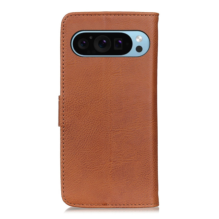 For Google Pixel 9 KHAZNEH Cowhide Texture Horizontal Flip Leather Phone Case(Brown) - Google Cases by buy2fix | Online Shopping UK | buy2fix