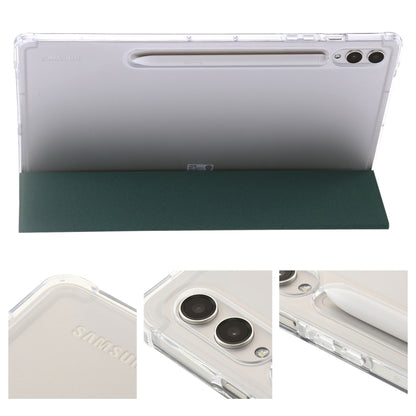 For Samsung Galaxy Tab S9 3-Fold Clear Acrylic Leather Tablet Case(Deep Green) - Galaxy Tab S9 Cases by buy2fix | Online Shopping UK | buy2fix