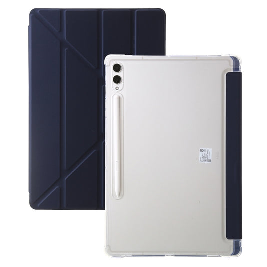 For Samsung Galaxy Tab S9 Clear Acrylic Deformation Leather Tablet Case(Dark Blue) - Galaxy Tab S9 Cases by buy2fix | Online Shopping UK | buy2fix