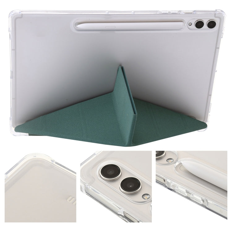 For Samsung Galaxy Tab S9 FE Clear Acrylic Deformation Leather Tablet Case(Deep Green) - Galaxy Tab S9 FE by buy2fix | Online Shopping UK | buy2fix