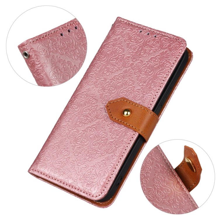 For Google Pixel 9 Pro European Floral Embossed Leather Phone Case(Pink) - Google Cases by buy2fix | Online Shopping UK | buy2fix