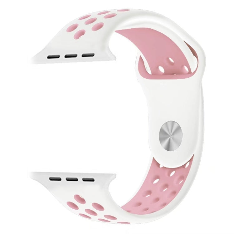 For Apple Watch Series 7 41mm / 6 & SE & 5 & 4 40mm / 3 & 2 & 1 38mm Sport Silicone Watch Band Standard Edition(White Pink) - Watch Bands by buy2fix | Online Shopping UK | buy2fix