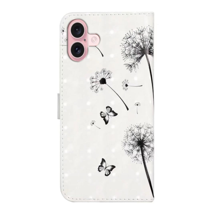 For iPhone 16 Plus Oil Embossed 3D Drawing Leather Phone Case(Couple Dandelion) - iPhone 16 Plus Cases by buy2fix | Online Shopping UK | buy2fix