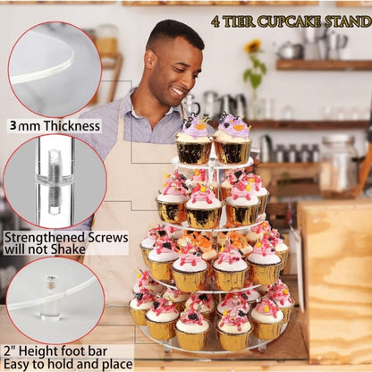 YX064 4 Tier Acrylic Circular Cupcake Stand - Storage Boxes by buy2fix | Online Shopping UK | buy2fix